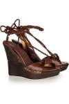 DVF Brown Leather Wedge Sandal